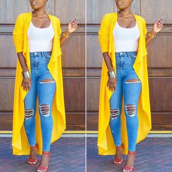 yellow duster jacket